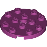 Lego destička kulatá 4x4 s kulatou dírou, purpurová (6096210)